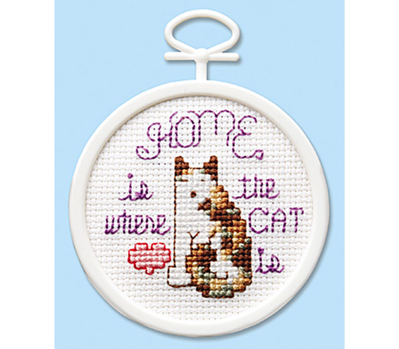 Home is Where the Cat Is 2.5-inch Mini Cross Stitch Kit #5037