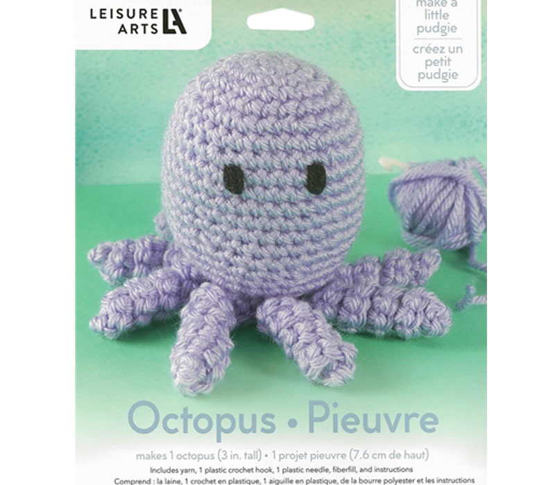 Leisure Arts Pudgies Animals Crochet Kit, Piggy, 3, Complete Crochet kit,  Learn to Crochet Animal Starter kit for All Ages, Includes Instructions,  DIY amigurumi Crochet Kits 