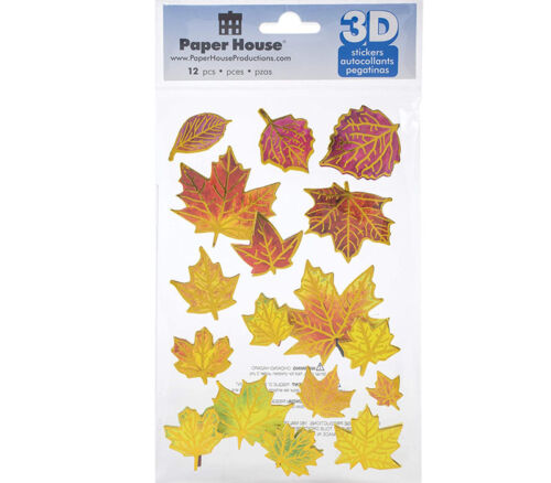 Paper House Product 3-D Stickers - Fall Leaves with Foil Accents
