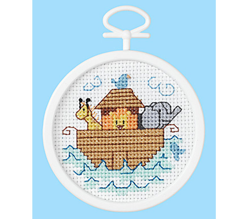 Noah's Ark 2.5-inch Round Mini Cross Stitch Kit #1046