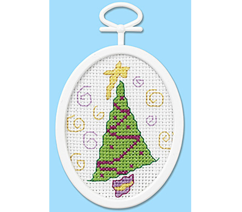 Retro Christmas Tree 2.25-inch x 2.75-inch Mini Cross Stitch Kit #1062