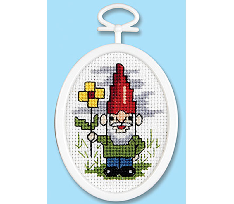 Garden Gnome 2.25-inch x 2.75-inch Mini Cross Stitch Kit #5043