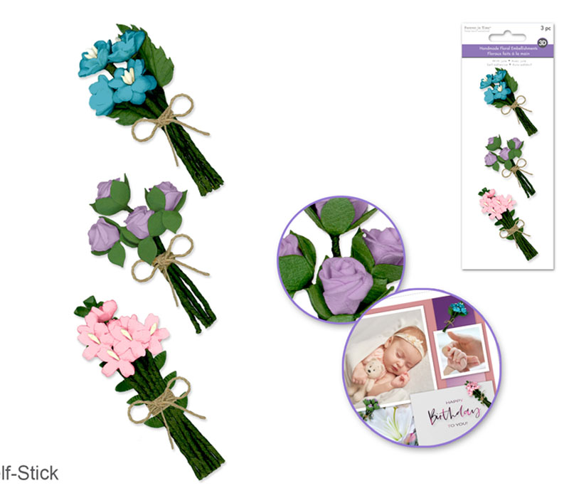 MultiCraft Floral Embellish - 3D Handmade Paper Flower - Pastels