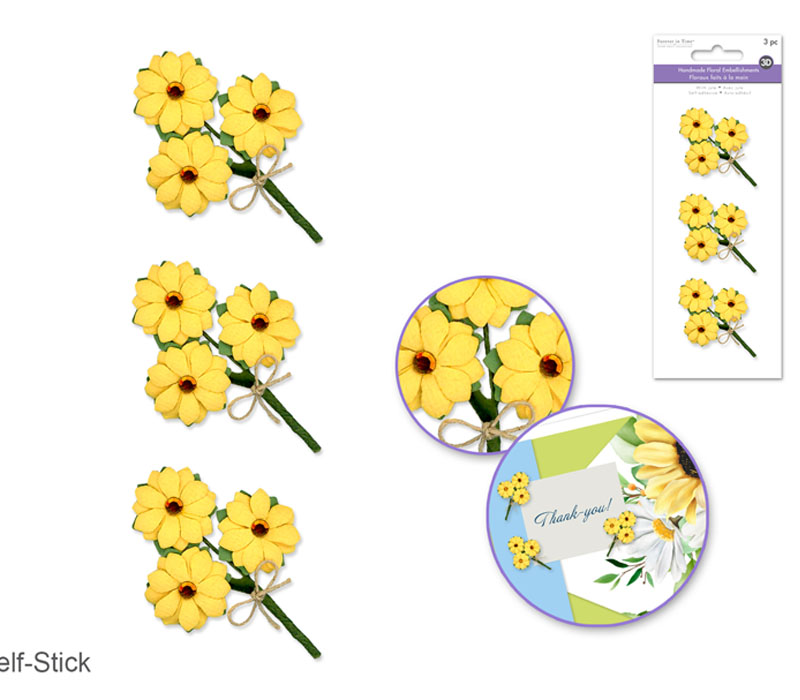 MultiCraft Floral Embellish - 3D Handmade Paper Flower - Sunflower