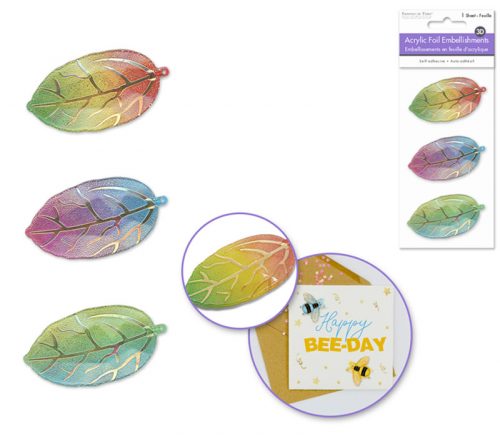 MultiCraft 3D Acrylic Foil Embellishment Stickers - Leaf