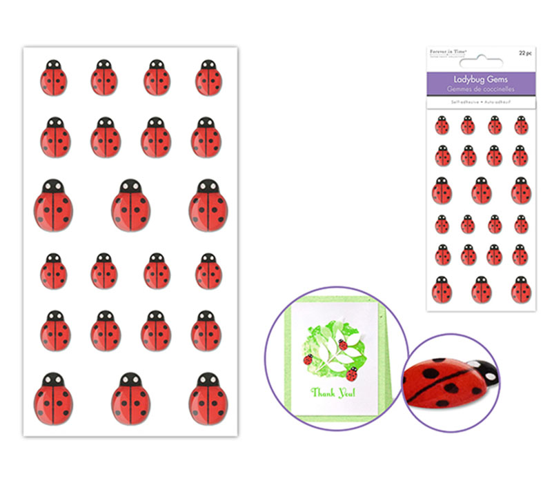 MultiCraft Paper Craft Stickers - Mini Ladybug Gembellishments