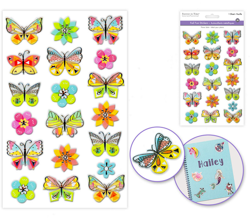 MultiCraft Foil Fun Stickers - Butterflies Floral