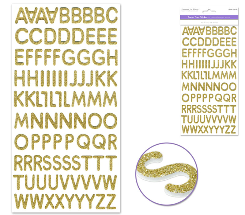 MultiCraft Glitter Foam Alphabet Stickers - 3/4-inch Gold