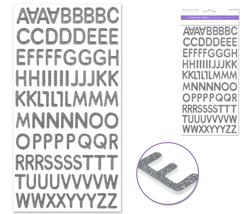 MultiCraft Glitter Foam Alphabet Stickers - 3/4-inch Silver