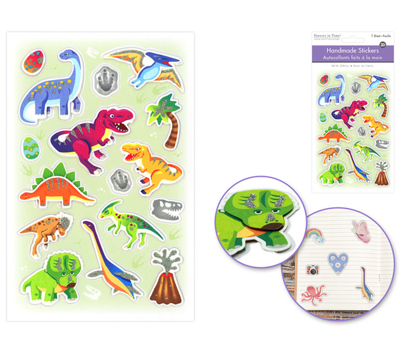 MultiCraft Handmade Glitter Stickers - Dino World