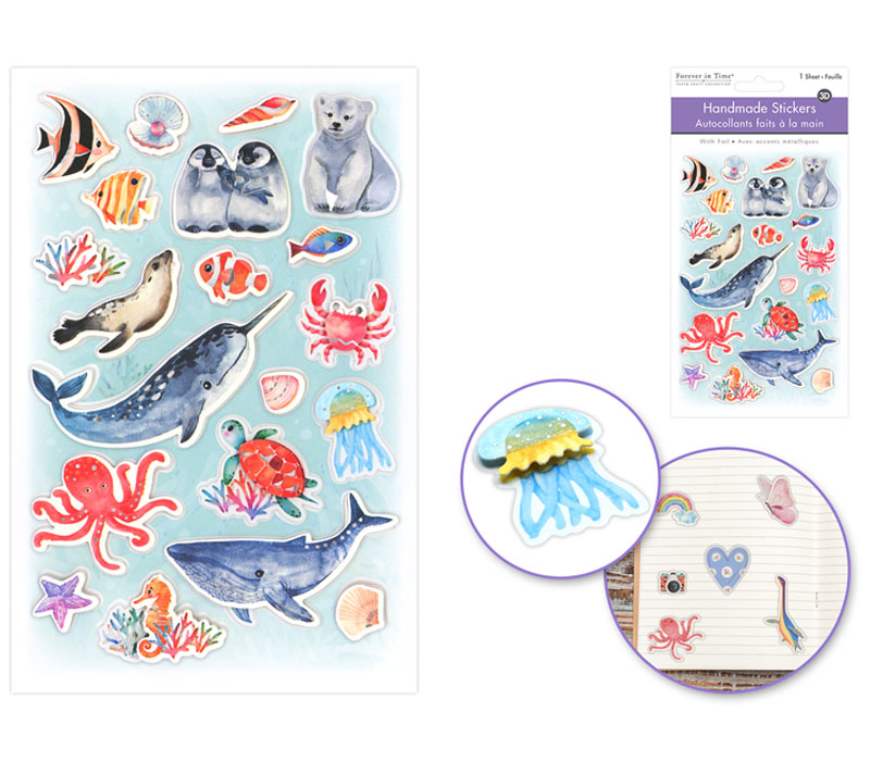 MultiCraft Handmade Glitter 3D Stickers - Ocean Life