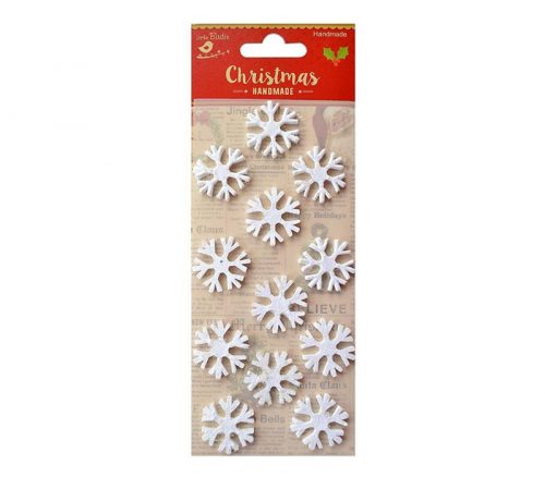 Little Birdie Christmas 3D Adhesive Embellishments - Mini Glitter Snowflakes