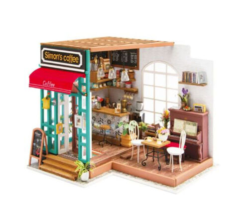 Robotime Simons Coffee Shop Miniature Dollhouse 3D Wooden Puzzle