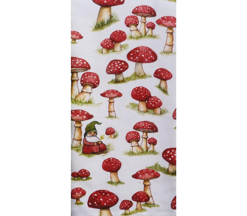 Kay Dee Terry Towel - Garden Gnomes Mushroom