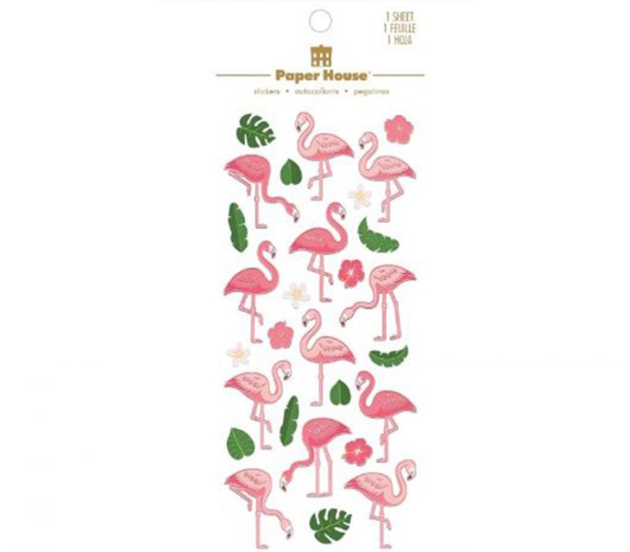 Paper House Faux Enamel Stickers - Flamingos