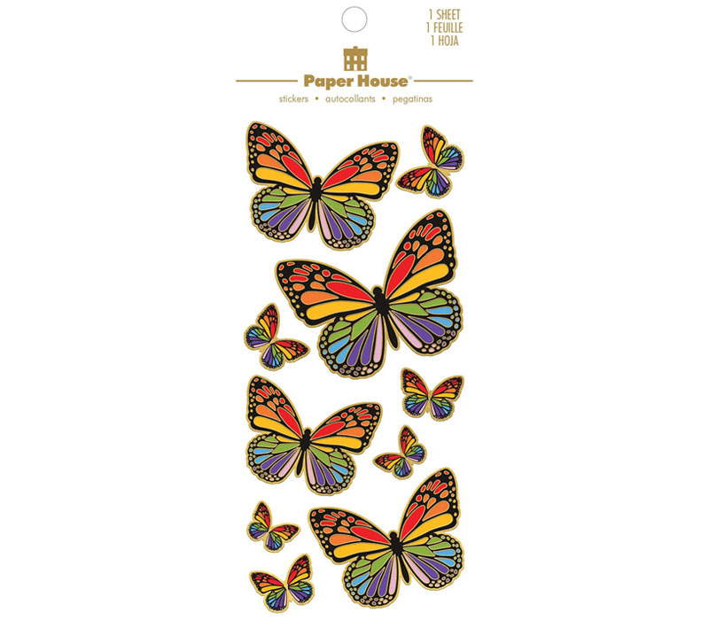 Paper House Foil Stickers - Rainbow Butterflies