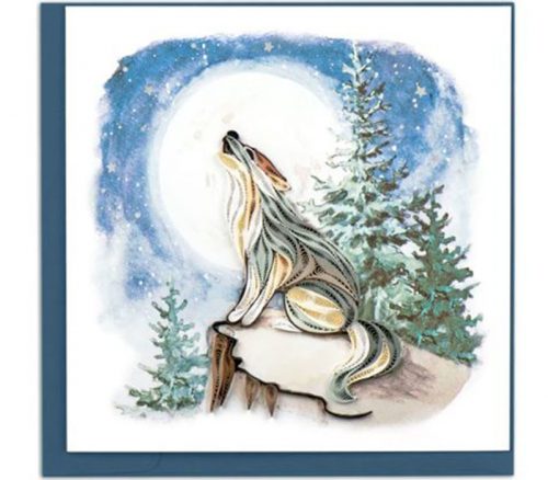 QuillingCard Quilled Greeting Card - Howling Wolf