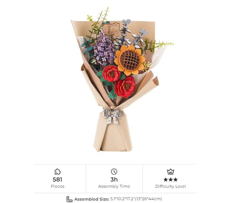Robotime DIY Wooden Flower Bouquet 3D Wooden Puzzle