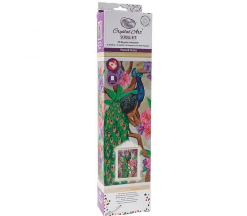 Crystal Art Scroll Kit - Peacock Peony