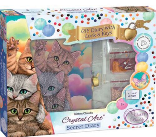 Crystal Art Secret Diary Kit - Kitten Clouds