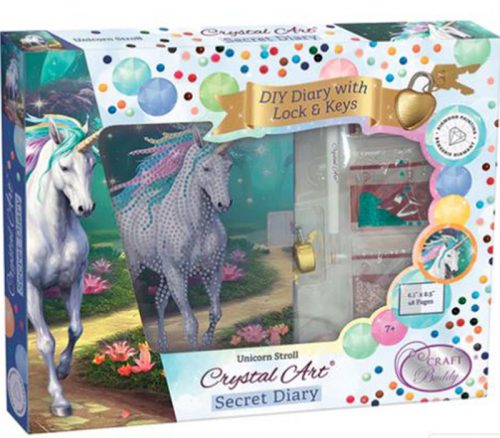 Crystal Art Secret Diary Kit - Unicorn Stroll