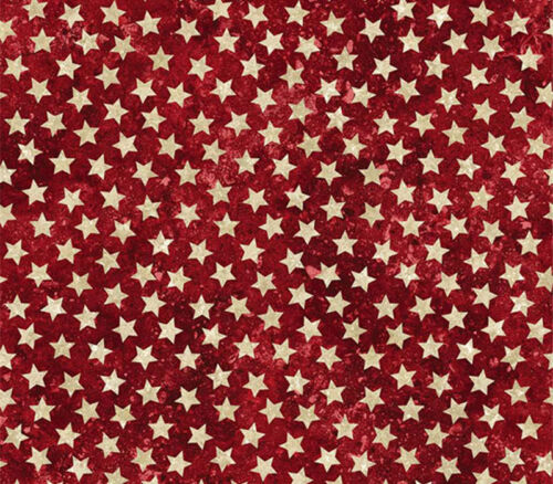 Fabric - Quilts of Valor Allover Cream Stars on Red background