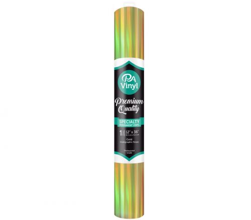 Vinyl 12-inch x 36-inch Roll Permanent Adhesive Holographic Gold