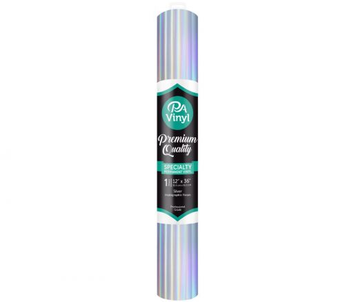 Vinyl 12-inch x 36-inch Roll Permanent Adhesive Holographic Silver