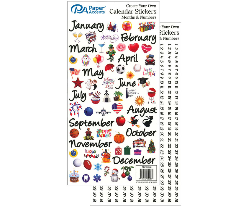 Calendar Sticker Month and Numbers Large Color