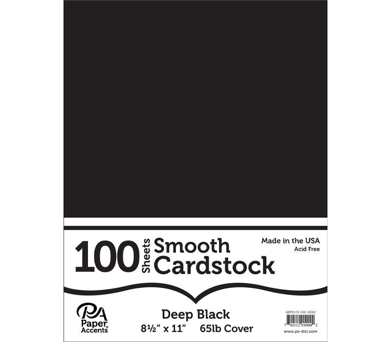 Cardstock Smooth 8-1/2-inch x 11-inch 65-pounds 100 Piece Pack Deep Black
