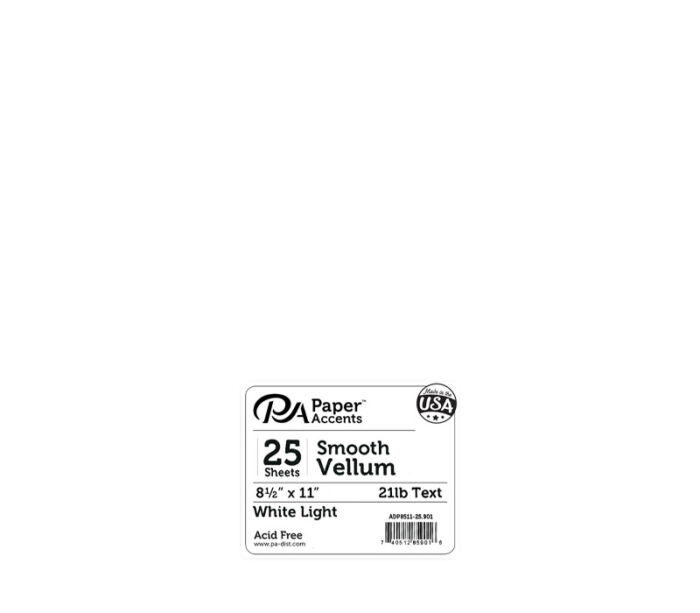 Vellum 8-1/2-inch x 11-inch 21-pounds 25 Piece Pack White Light