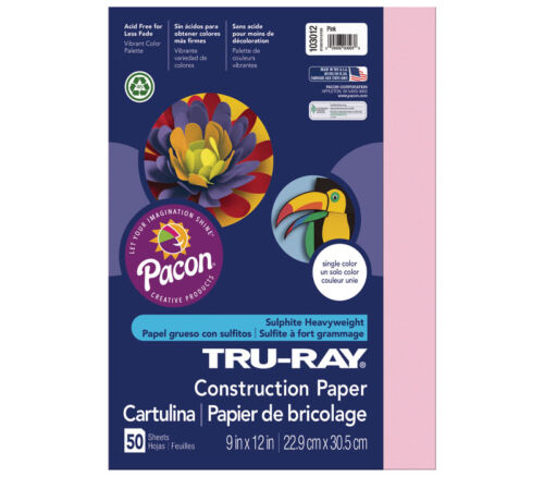Pacon Construction Truray Paper - 9-inch x 12-inch - Pink - 50 Sheets