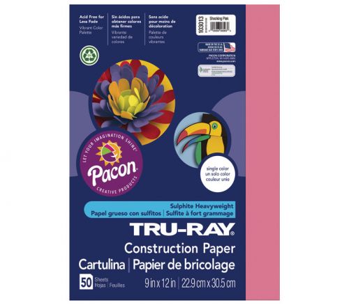 Pacon Construction Truray Paper - 9-inch x 12-inch - Pink - 50 Sheets