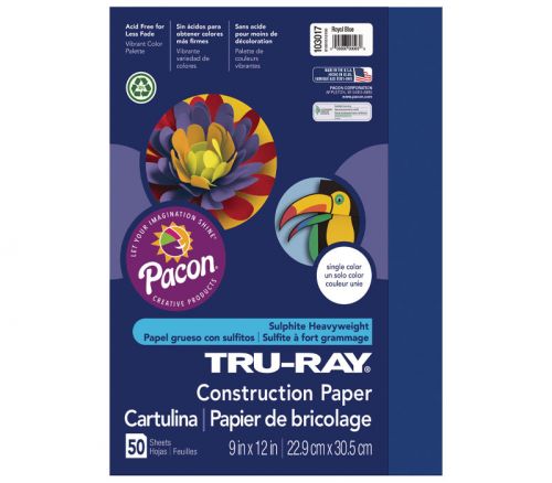 Pacon Construction Truray Paper - 9-inch x 12-inch - Royal Blue - 50 Sheets