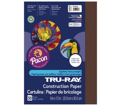 Pacon Construction Truray Paper - 9-inch x 12-inch - Dark Brown - 50 Sheets