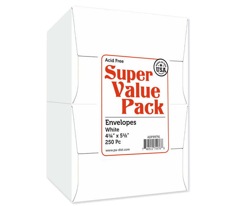 Super Value Envelopeelope Pack 4-1/4-inch x 5-1/2-inch 250 piece White