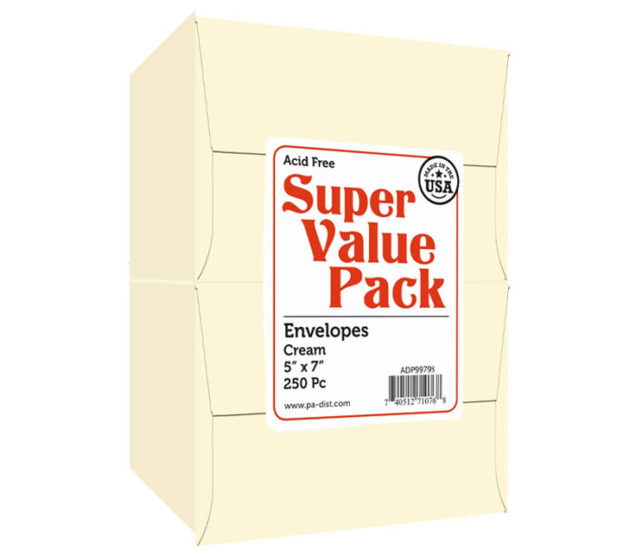 Super Value Envelopeelope Pack 5-inch x 7-inch 250 piece Cream