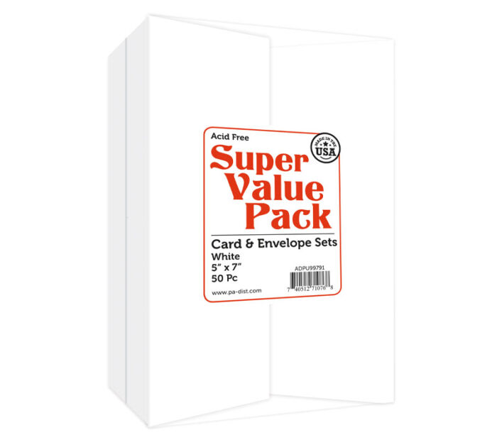 PA Paper Accents Super Value Card and Envelope Pack - 5-inch x 7-inch - 50 Piece - White