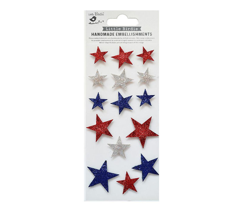 Little Birdie Watercolor Embellishment - Independence Day Shining Stars
