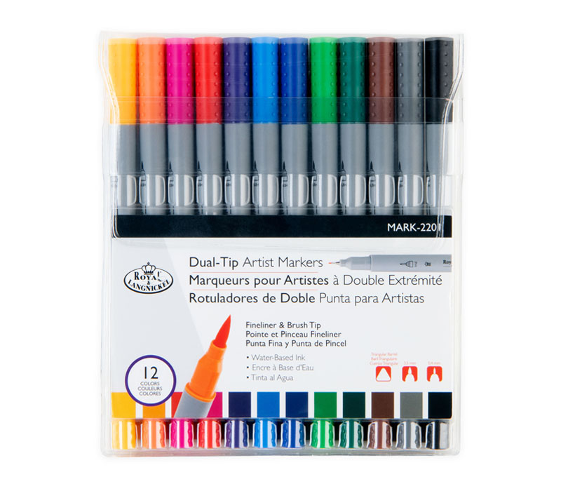 Royal Dual Tip Marker Set - Brush/Fineliner - 12 Piece