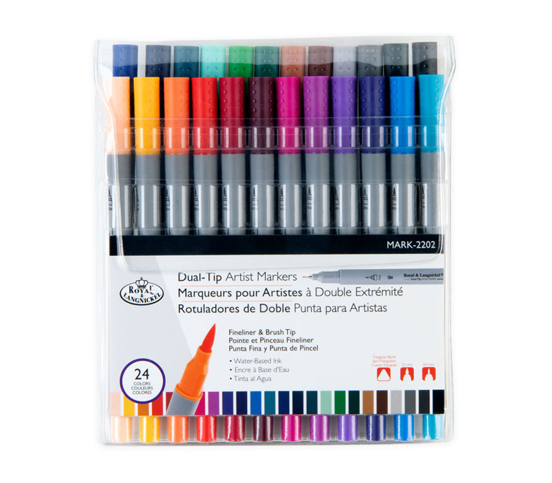 Royal Dual Tip Marker Set - Brush/Fineliner - 24 Piece