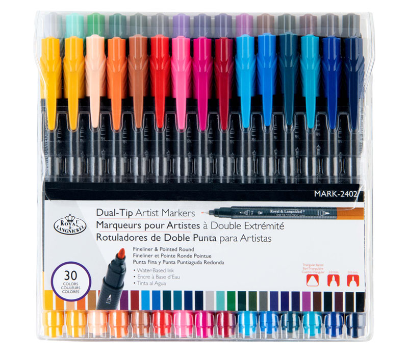 Royal Dual Tip Marker Set - Round Tip/Fine Tip - 30 Piece