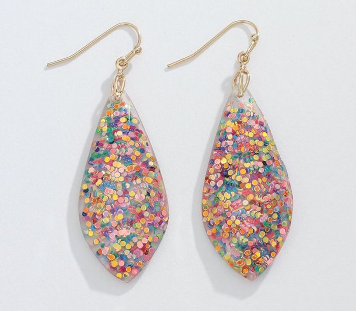 Multi Glitter Resin Drop Earrings