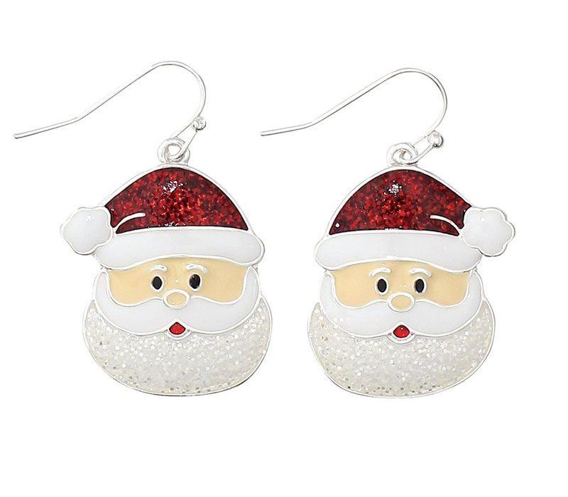 Enamel Santa Face Earrings