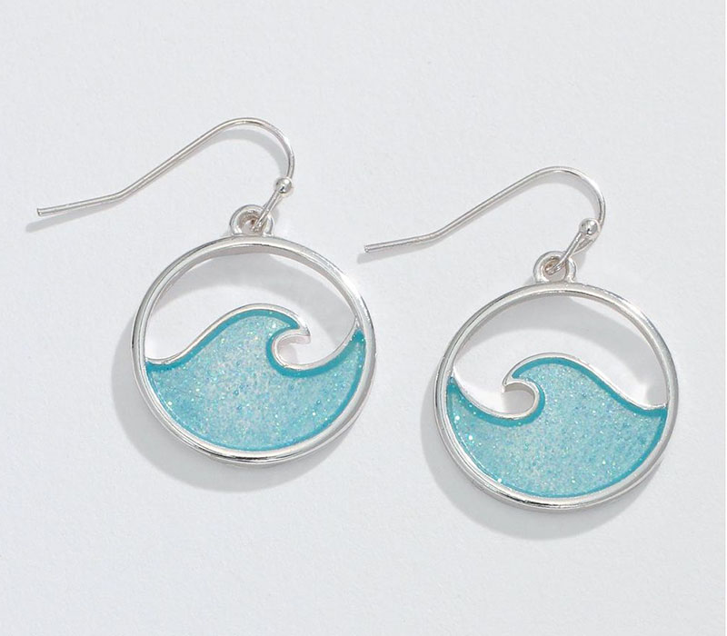 Aqua Glitter Wave Earrings