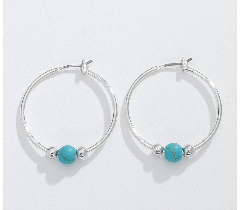 Turquoise Silver Hoop Earrings