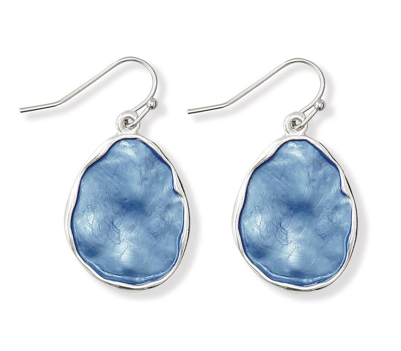 Round Blue Enamel Earrings