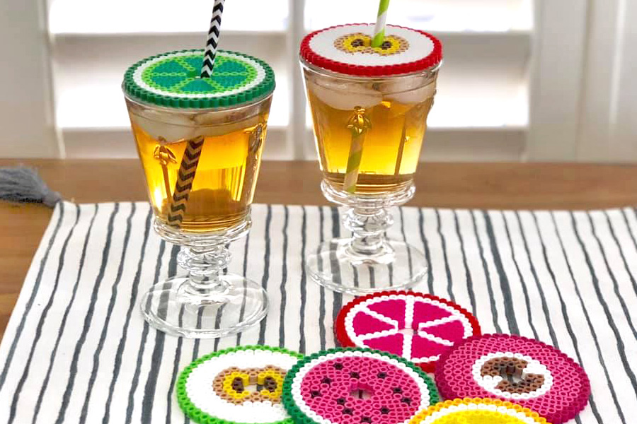 Perler Beaded Drink Covers and Coasters