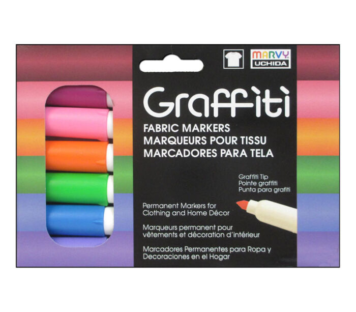 Marvy Uchida Graffiti Fabric Markers - Floral - 6 Piece