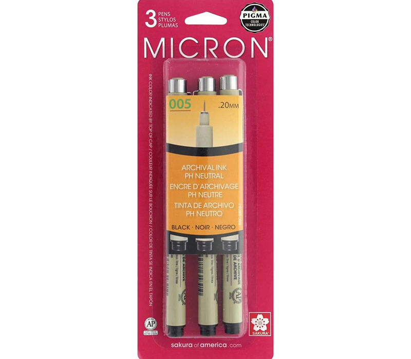 Black Micron Archival Ink Pens - 3 Piece Set